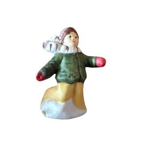 Lemax Christmas Village Figurine Girl Green Coat Red Mittens Scarf 2in